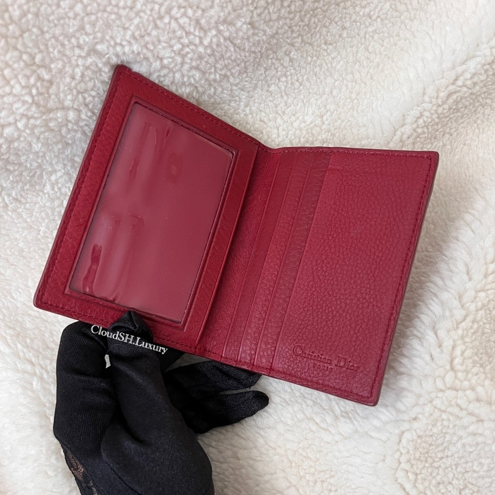 Auth Vintage Dior Oblique Logo Maroon Bi-Fold Card Case - Excellent Condition - Picture 3 of 9